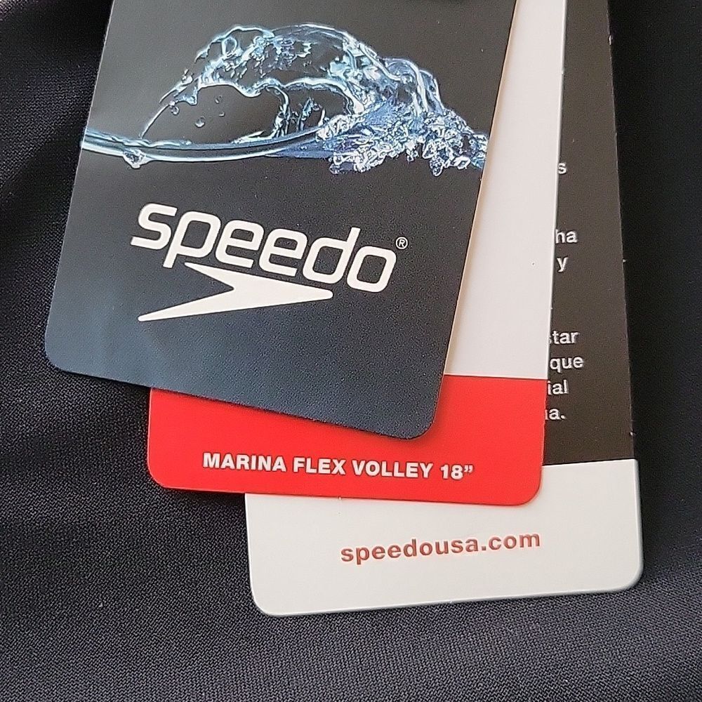 $50 NEW SPEEDO MARINA GRAY BLACK STRETCH FLEX VOLLEY SHORTS w/ liner L large NWT - Picture 13 of 15